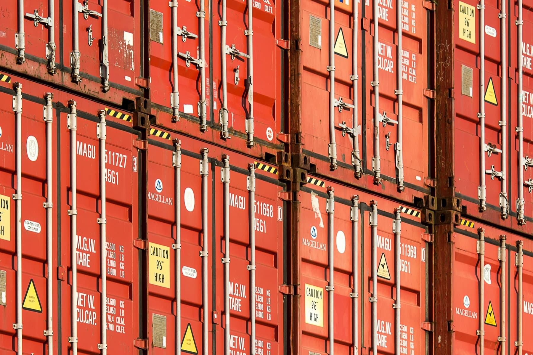 Stacked shipping containers
